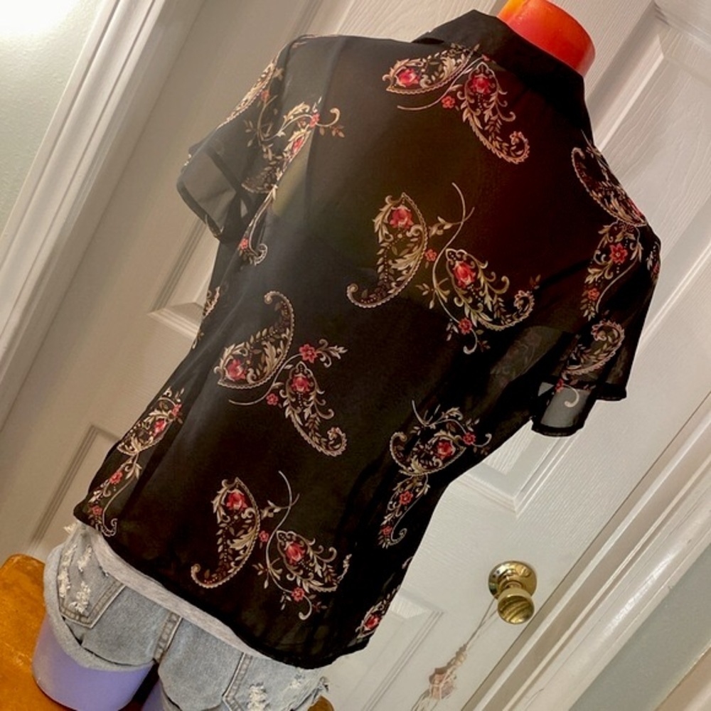 VINTAGE EMMA JAMES Petite paisley Filagree Floral Top - Picture 7 of 11